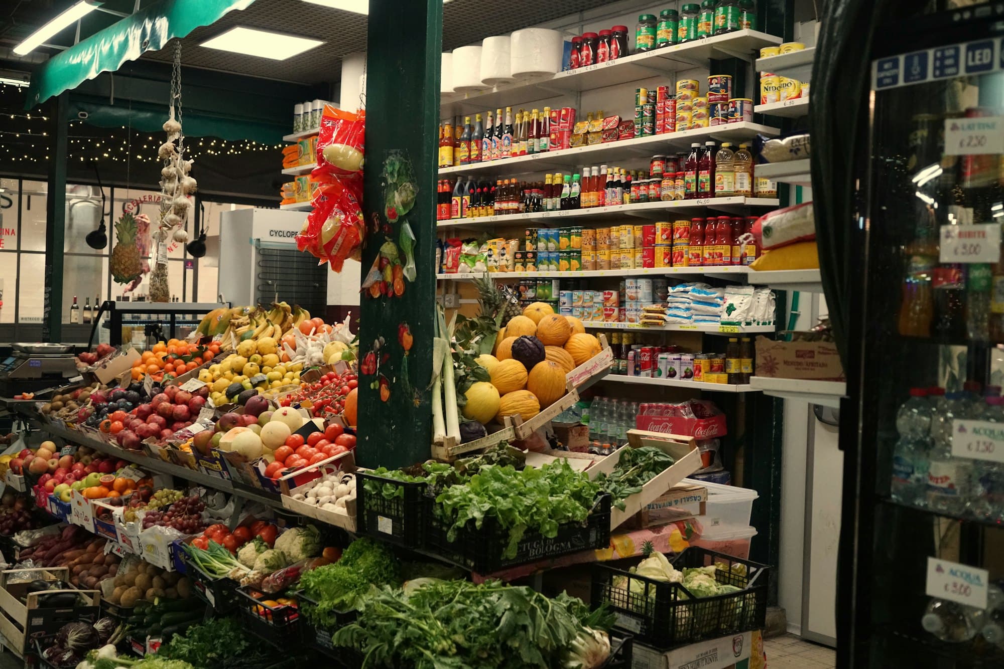 Grocery aisle with fresh produce