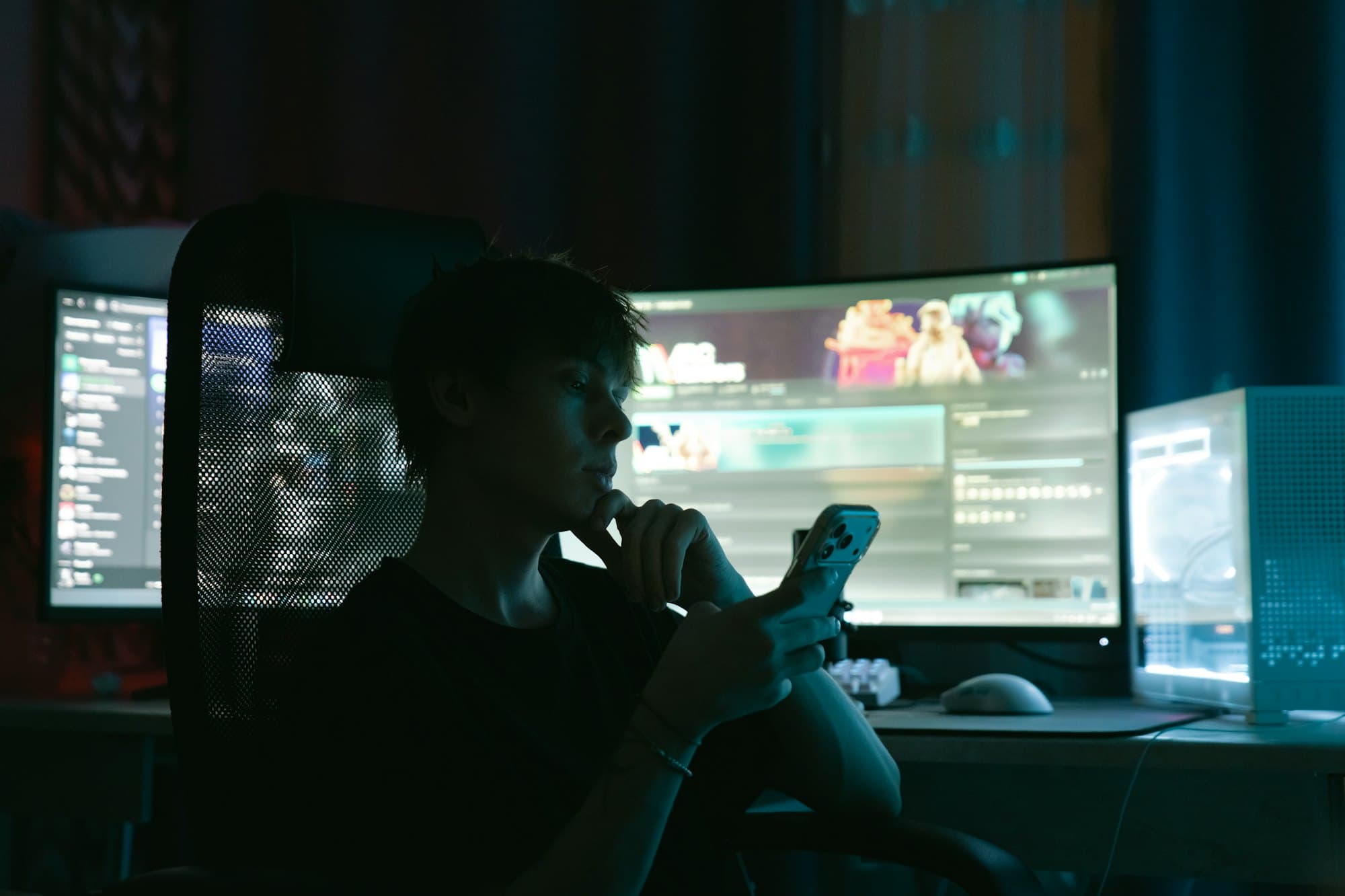 Person monitoring several screens